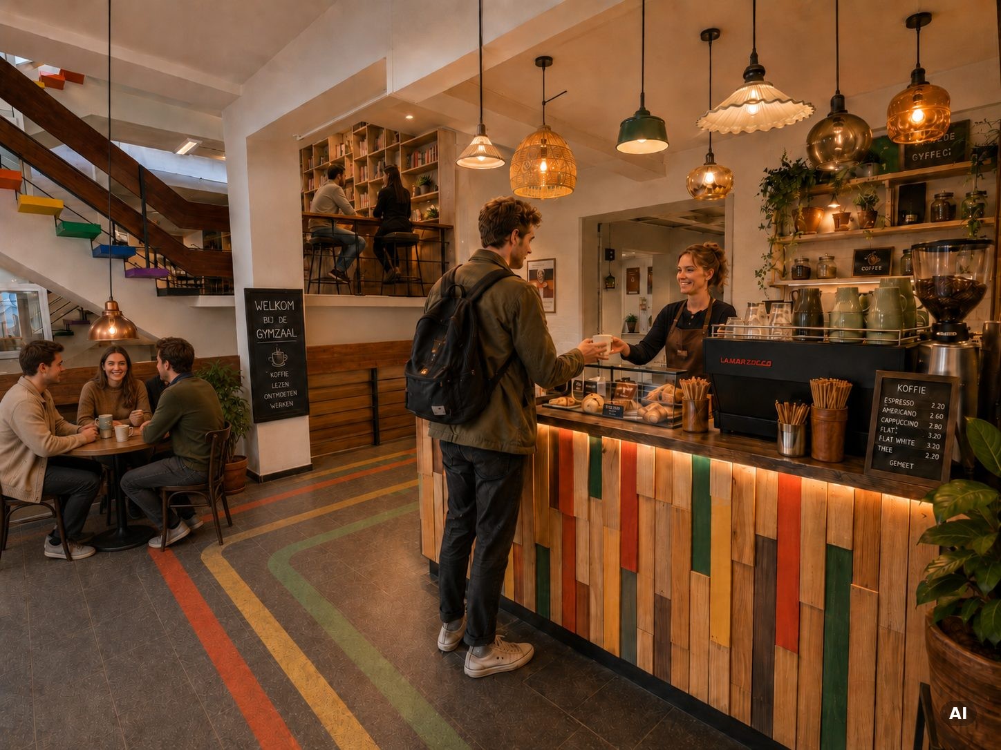 Iemand rekent af bij de koffiebar op locatie