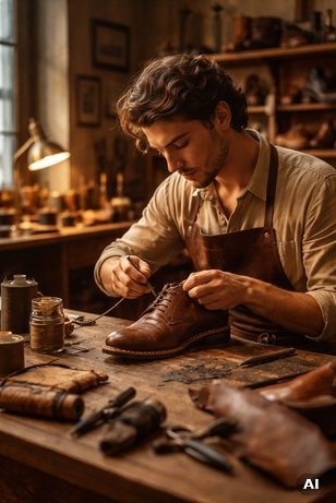 Schoenmaker aan het werk