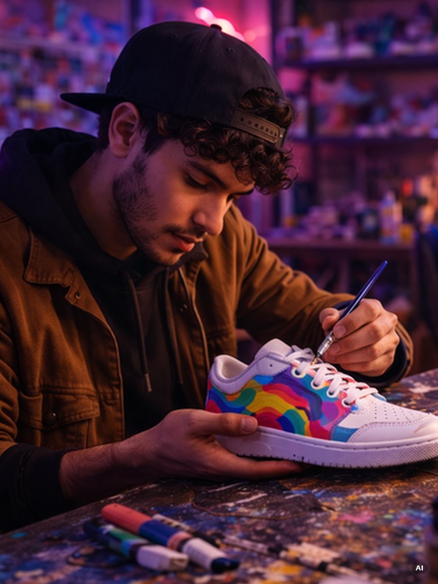Sneaker customizer aan het werk